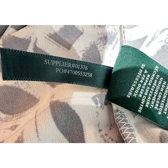 Lauren Ralph Lauren Faux Wrap Dress Size 12 Ruched Floral Abstrast Gray V Neck - Picture 13 of 14